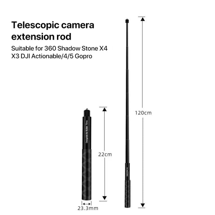 1,2m Action-Kamera-Zubehör Selfie-Stick für Insta360 ONE X und ONE Sportkamera-Griffzubehör, 1,2m für Insta360 ONE X / ONE