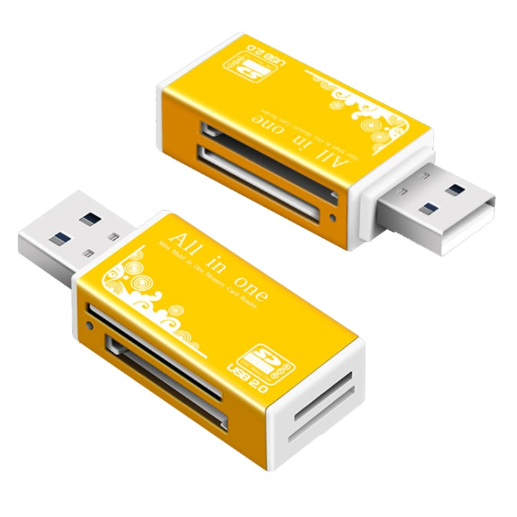 Multi in 1 Memory SD Card Reader for Memory Stick Pro Duo Micro SD,TF,M2,MMC,SDHC MS Card(Gold)