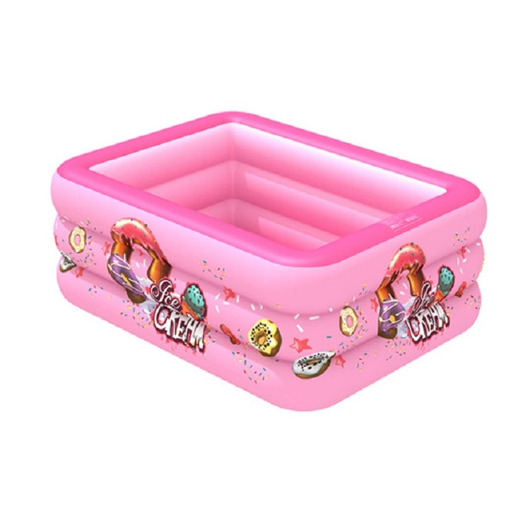 Household Indoor and Outdoor Ice Cream Pattern Children Square Inflatable Swimming Pool, 150 x 110 x 50cm Pink, 180 x 130 x 55cm Pink, 210 x 135 x 55cm Pink
