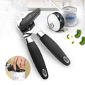 Manual Stainless Steel Multi-Function Powerful Can Knife Can Opener Kitchen Can Opener Tool, Black + Silver