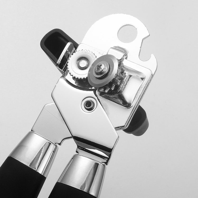 Manual Stainless Steel Multi-Function Powerful Can Knife Can Opener Kitchen Can Opener Tool, Black + Silver