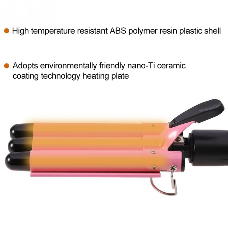 20-32m Automatic Ceramic Perm Splint Hair Curler 3 Barrels Big Wave Hair Curling Iron Tools, 32mm