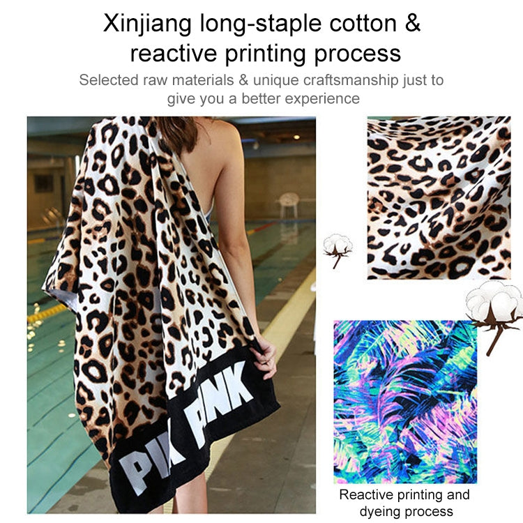 Printed Soft Bath Towel Adult Cotton Beach Pad Towel Size: 147x71cm(Color Leaves KS-1)