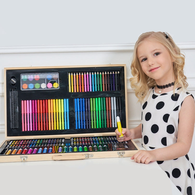 Painting Wooden Box Colorful Pen Set Art School Supplies For Children, 180 in 1