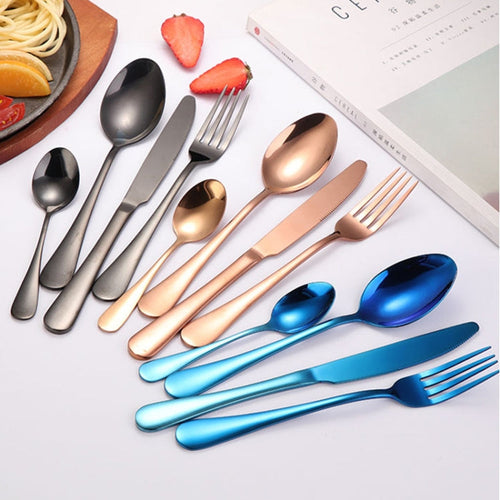 24 in 1 Stainless Steel Tableware Western Steak Cutlery Gift Set, Color: Black