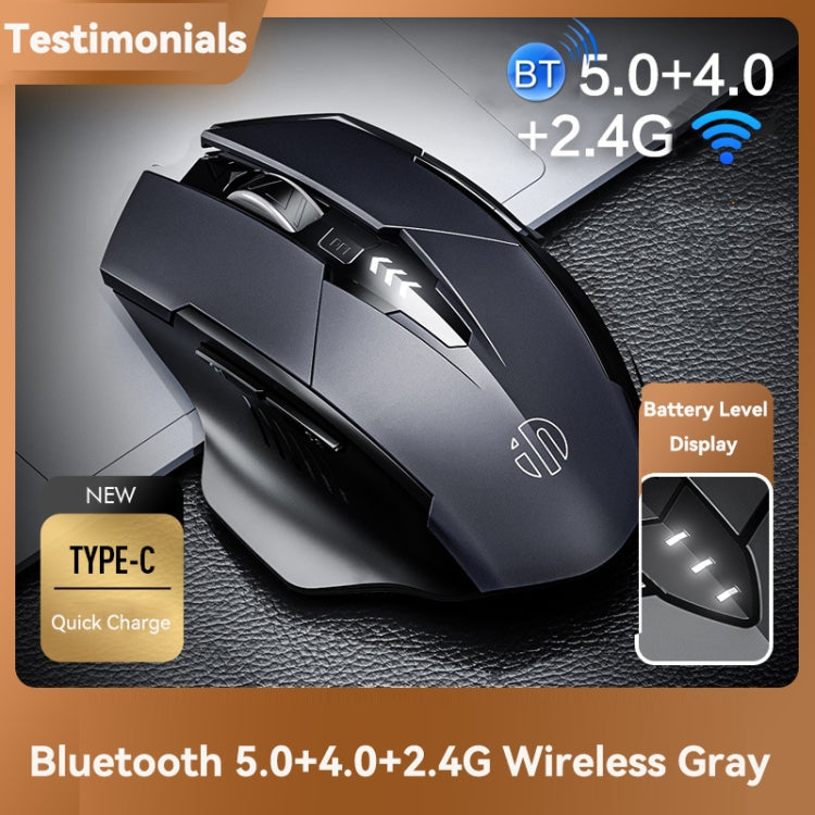 Inphic A1 6-Tasten 1000/1200/1600 DPI Home Gaming kabellose mechanische Maus, Farbe: Grau Kabellos+Bluetooth 4.0+Bluetooth 5.0, Schwarz Kabelloses Laden Silent-Version, Grau Kabelloses Laden Silent-Version, Grau Kabellos+Bluetooth 4.0+Bluetooth 5.0