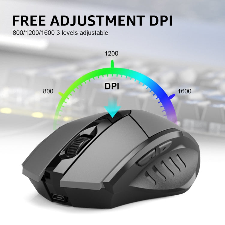 Inphic A1 6-Tasten 1000/1200/1600 DPI Home Gaming kabellose mechanische Maus, Farbe: Grau Kabellos+Bluetooth 4.0+Bluetooth 5.0, Schwarz Kabelloses Laden Silent-Version, Grau Kabelloses Laden Silent-Version, Grau Kabellos+Bluetooth 4.0+Bluetooth 5.0