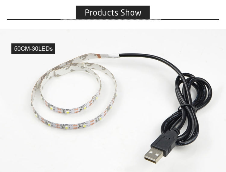 USB-betriebener SMD 2835 Epoxidharz-LED-Streifen für weihnachtliche Tischdeko, TV-Hintergrundbeleuchtung, 50 cm, 1 m, 2 m, 3 m, 4 m, 5 m