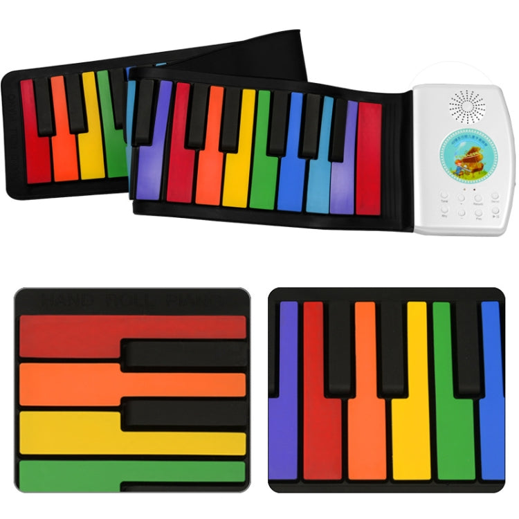 HUA008-49 49-Key Hand-Rolled Foldable Piano Children Color Piano, 49-Key
