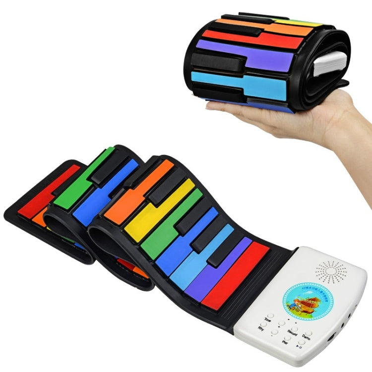 HUA008-49 49-Key Hand-Rolled Foldable Piano Children Color Piano, 49-Key