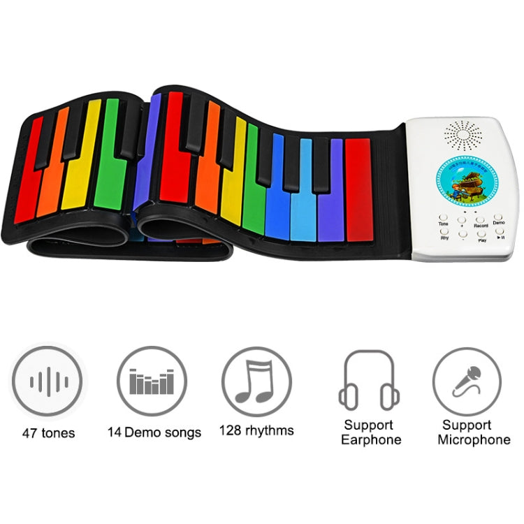 HUA008-49 49-Key Hand-Rolled Foldable Piano Children Color Piano, 49-Key