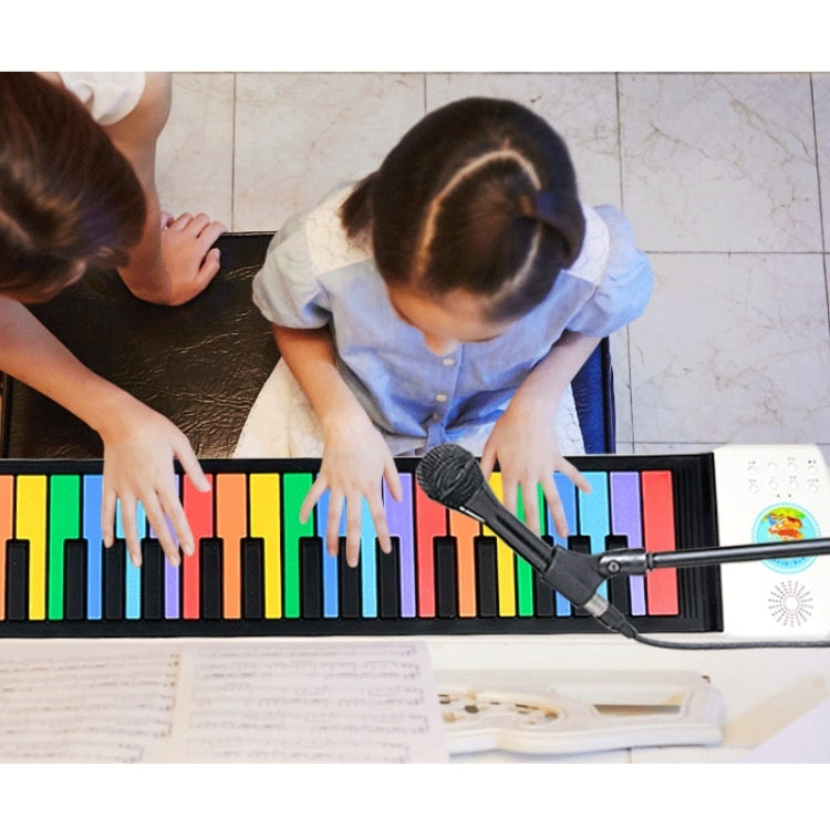 HUA008-49 49-Key Hand-Rolled Foldable Piano Children Color Piano, 49-Key