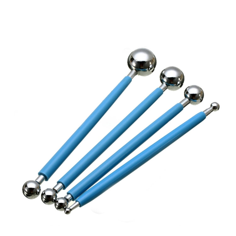 4 in 1 Stainless Steel Spherical Carving Group Pill Stick Fondant Clay Colored Clay Carving Tool Set, Blue, Green, Purple