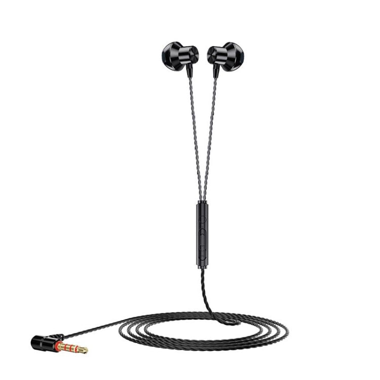 F12 Elbow Earbud Headset Wire Control With Wheat Mobile Phone Headset, Colour: 3.5mm Jack (Black)