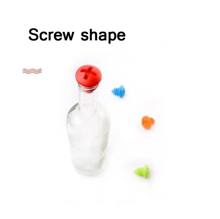 5pcs Screw Shape Red Wine Preservation Silicone Bottle Stopper Random Colour Delivery, Screw Shape