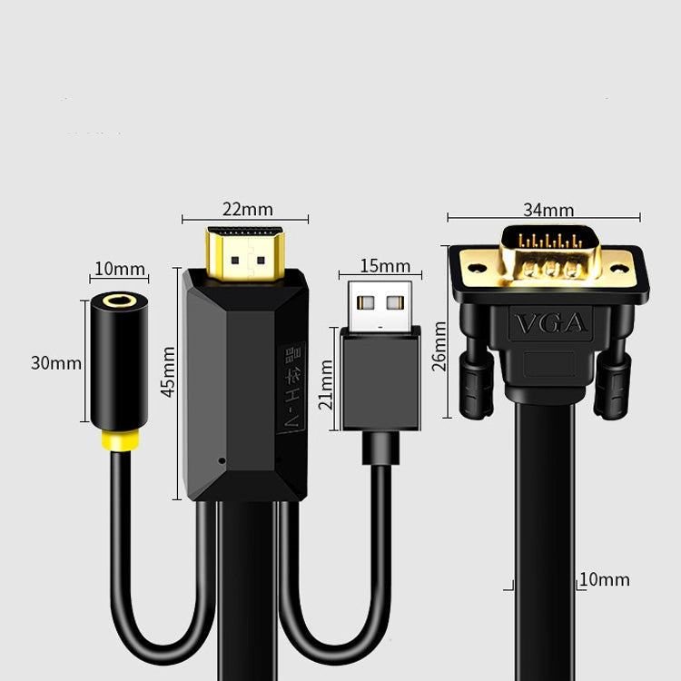 2m JH HV10 1080P HDMI-auf-VGA-Kabel Projektor TV-Box Computer Notebook Industrie-Display-Adapterkabel