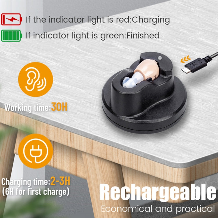 Z-12 Rechargeable In-Ear Sound Amplifier Hearing Aid with USB Cradle Charger, Z-12