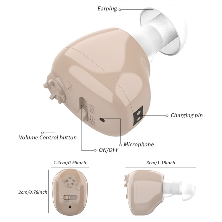 Z-12 Rechargeable In-Ear Sound Amplifier Hearing Aid with USB Cradle Charger, Z-12