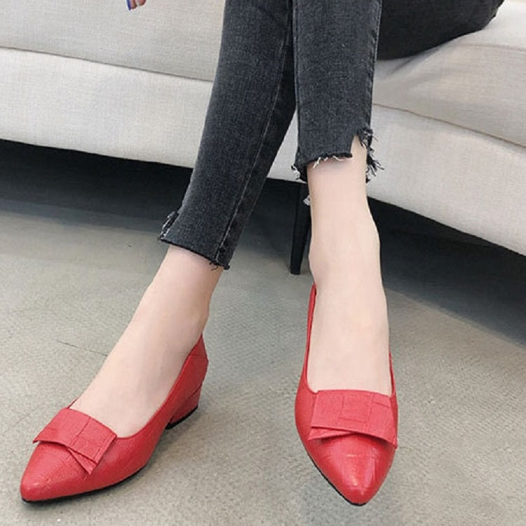 Frühlings- und Sommer-Rindslederschuhe mit dickem Absatz und mittelhohem Absatz für Damen, Größe: 40 (Rot)