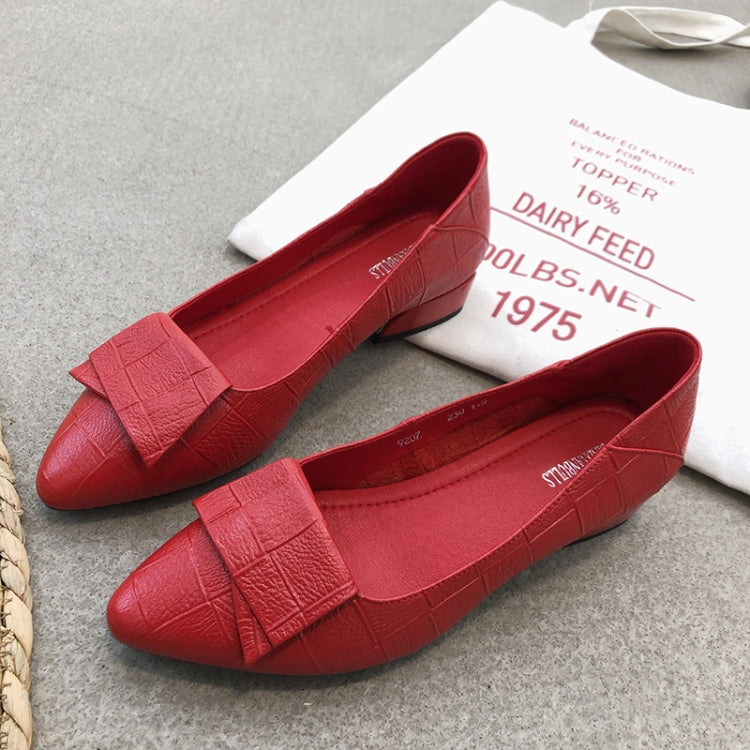 Frühlings- und Sommer-Rindslederschuhe mit dickem Absatz und mittelhohem Absatz für Damen, Größe: 40 (Rot)