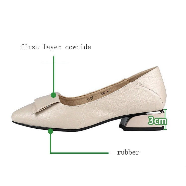 Frühlings- und Sommer-Rindslederschuhe mit dickem Absatz und mittelhohem Absatz für Damen, Größe: 40 (Rot)