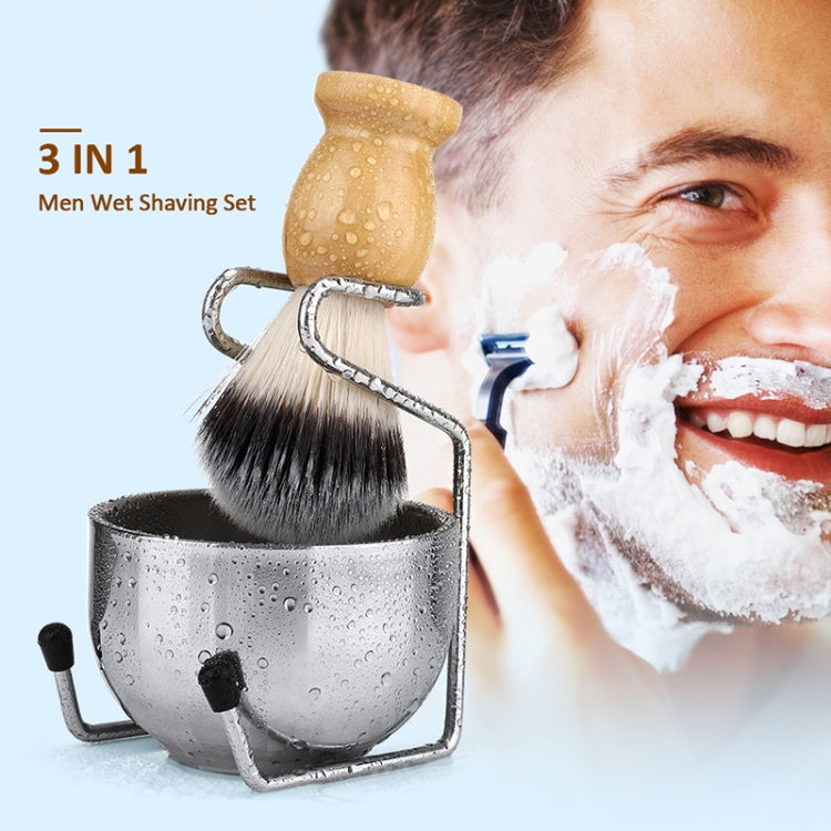 B3004 3 Pcs/Set Men Styling Tools Nylon Beard Brush Rack Foam Bowl
