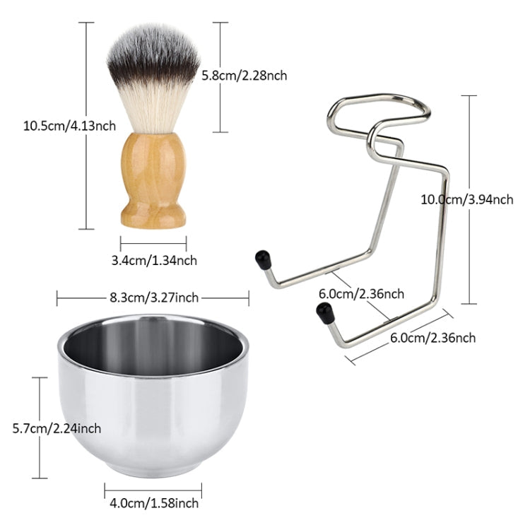 B3004 3 Pcs/Set Men Styling Tools Nylon Beard Brush Rack Foam Bowl