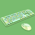 Mofii Sweet kabelloses Tastatur- und Maus-Set, Mädchen-Punk-Tastatur-Büro-Set, Farbe: Grüne gemischte Version