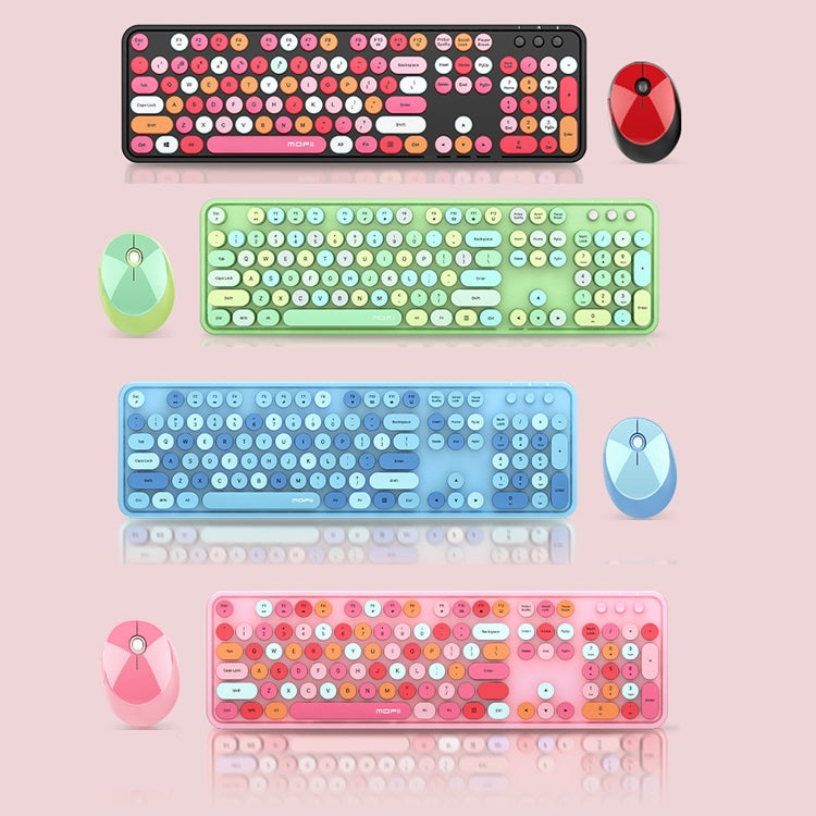 Mofii Sweet kabelloses Tastatur- und Maus-Set, Mädchen-Punk-Tastatur-Büro-Set, Farbe: Grüne gemischte Version