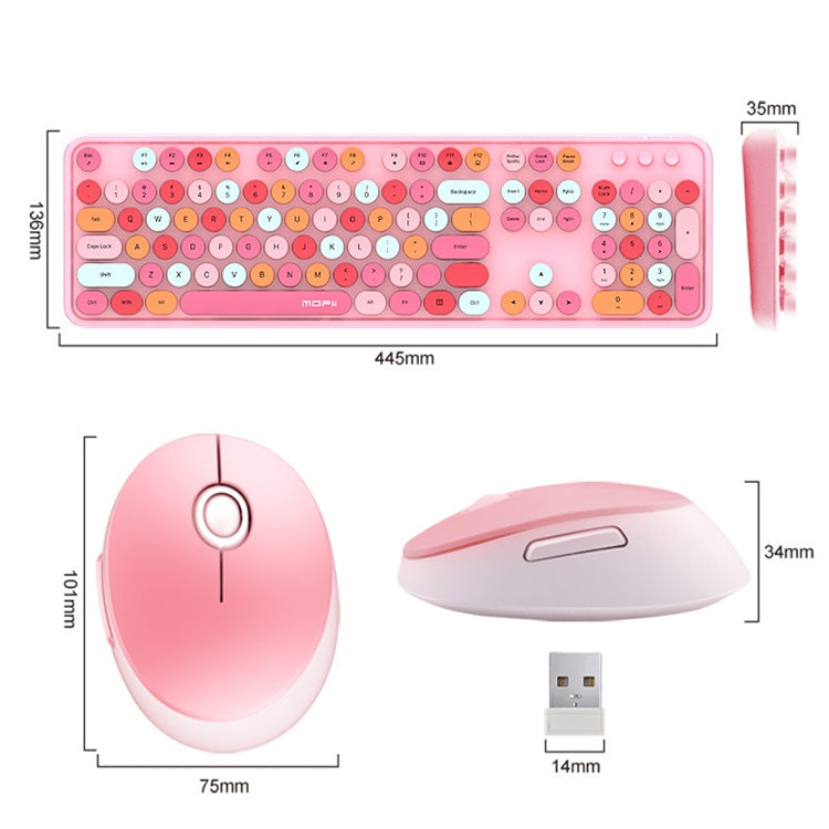 Mofii Sweet kabelloses Tastatur- und Maus-Set, Mädchen-Punk-Tastatur-Büro-Set, Farbe: Grüne gemischte Version