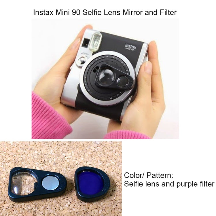 2 Sets Close Up Lens Set with Selfie Portrait Mirror + Purple Color Filter Set For FUJIFILM Instax Mini 90 Camera( Selfie Mirror + Purple Filter Set)