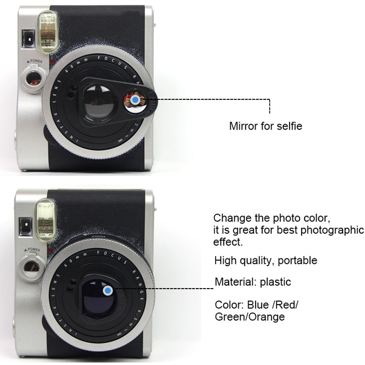 2 Sets Close Up Lens Set with Selfie Portrait Mirror + Purple Color Filter Set For FUJIFILM Instax Mini 90 Camera( Selfie Mirror + Purple Filter Set)