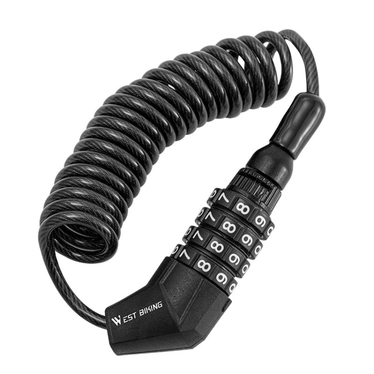 Bike Cable Lock WEST BIKING 4 Digit Password Anti-Theft Helmet Lock