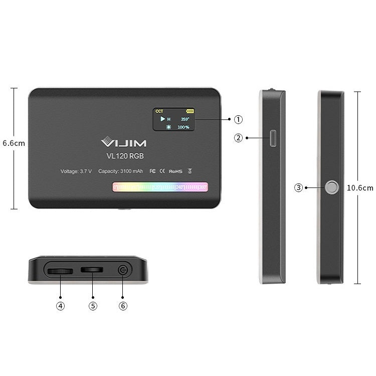 Ulanzi VL120 RGB Full Color RGB SLR Camera Photography Live Photo Video Small Light, VL120 RGB