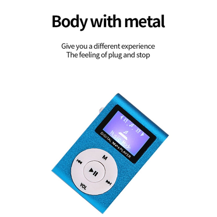 512M+Earphone+Cable Mini Lavalier Metal MP3 Music Player with Screen(Green)