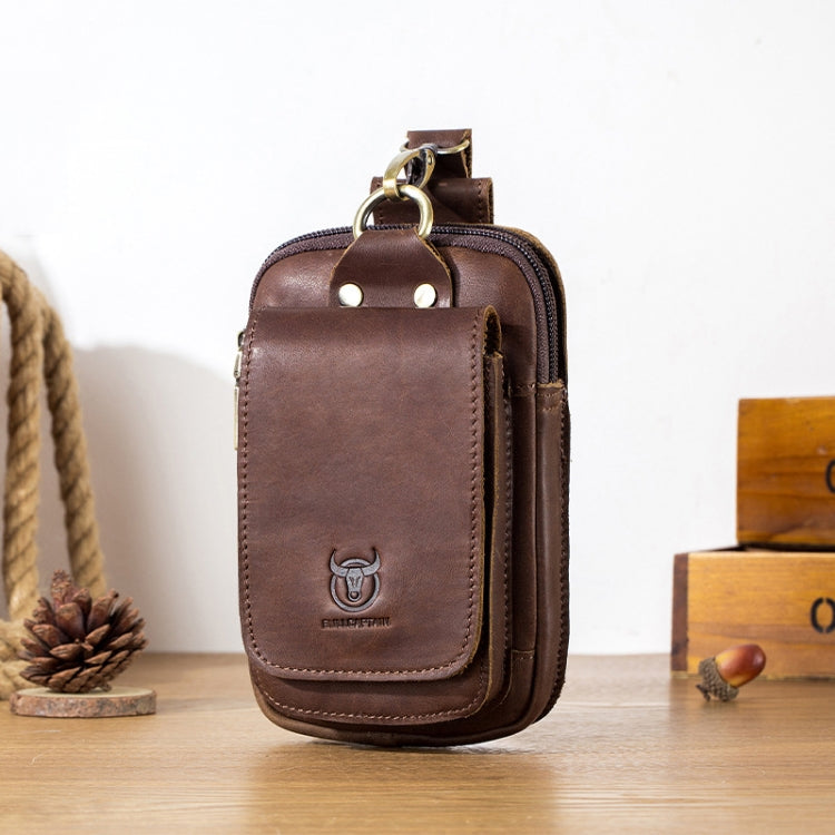 BULL CAPTAIN 028 Multi-Function Cattle Leather Waist Bag Magnetic Buckle Mobile Phone Belt Bag, Black, Coffee, Coffee No Logo, Yellow Brown