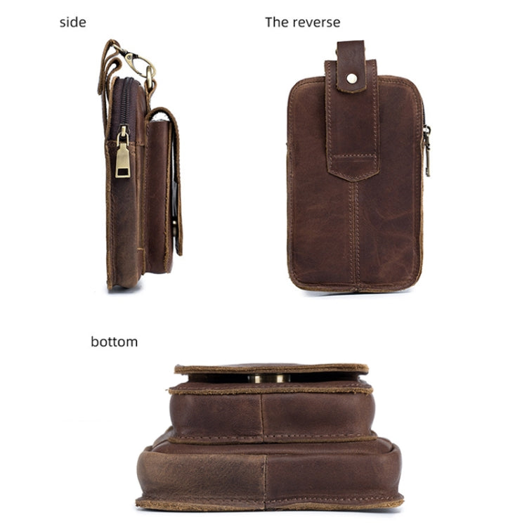 BULL CAPTAIN 028 Multi-Function Cattle Leather Waist Bag Magnetic Buckle Mobile Phone Belt Bag, Black, Coffee, Coffee No Logo, Yellow Brown