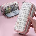 Large Capacity Canvas Pencil Case Multi-Layer Pen Organizer Pouch 40 Slots