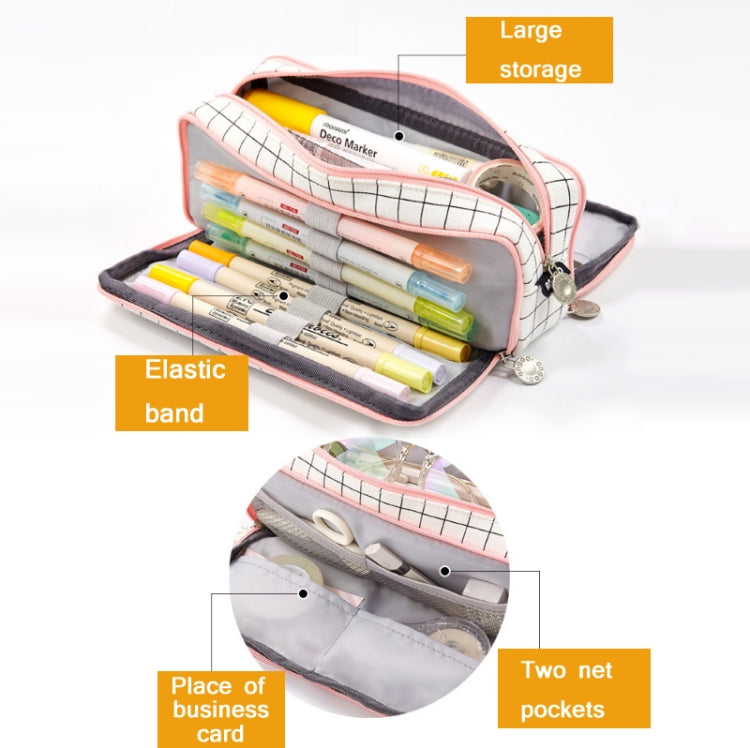 Large Capacity Canvas Pencil Case Multi-Layer Pen Organizer Pouch 40 Slots