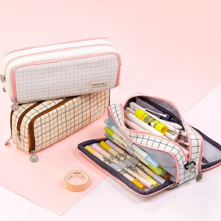 Large Capacity Canvas Pencil Case Multi-Layer Pen Organizer Pouch 40 Slots