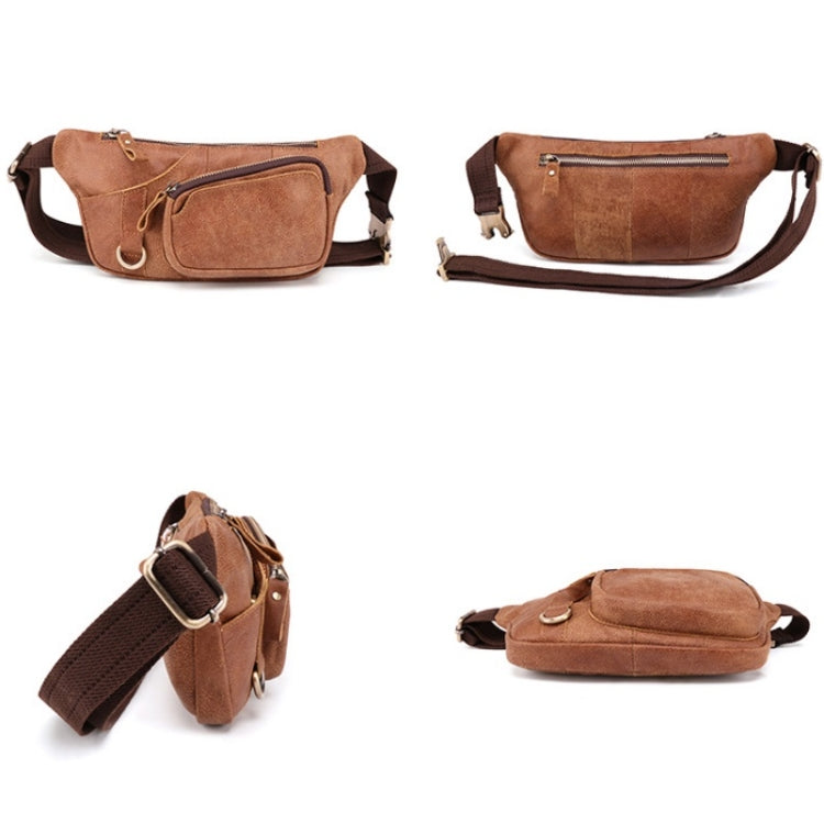 6467 Men Multifunctional Leather Waist Bag Outdoor Sports Diagonal Chest Bag, 6467