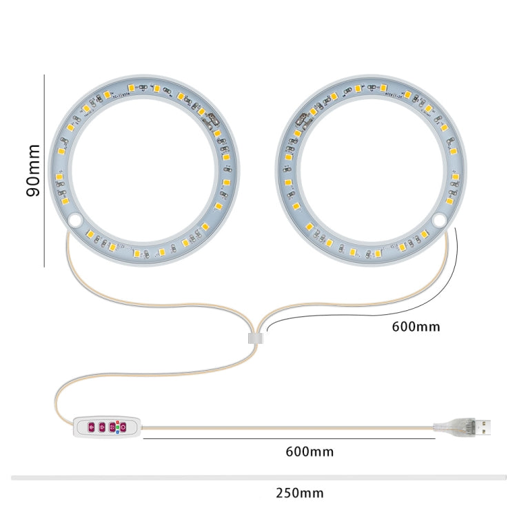 LED Plant Growth Lamp Full Spectroscopy Intelligent Timing Indoor Fill Light Ring Plant Lamp, Power: One Head(Pink Light)