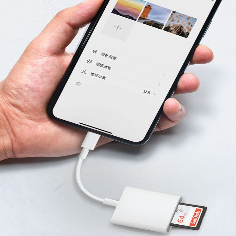 8-Pin auf SD + TF-Kartenleser 2-in-1 Adapter für iPhone / iPad, Kabellänge: 9,7 cm (zwei Steckplätze)