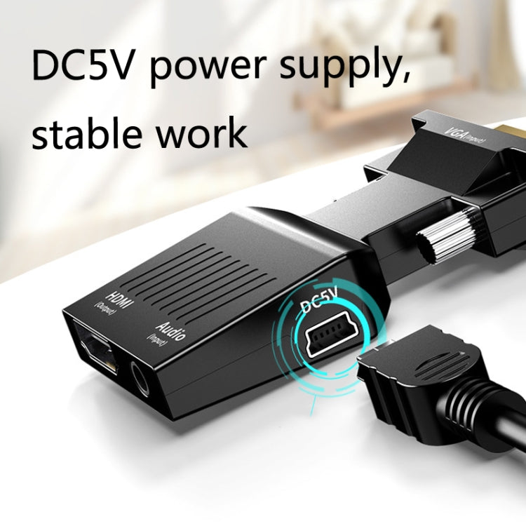 HW-2217 VGA to HDMI Converter With Audio Computer Host to HD Converter(Black)