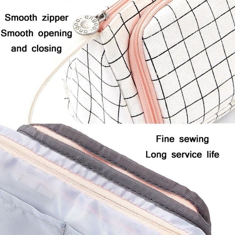 Large Capacity Pencil Case – Cute Canvas Stationery Organizer Bag, Multi-Layer Pencil Pouch with Zipper, School & Office Pencil Box Storage Bag (Black & White Palm Design)