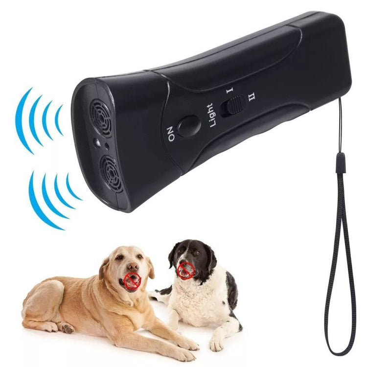 LED-Taschenlampe Ultraschall-Hundeabwehr Tragbarer Hundetrainer, Farbe: Doppel-Schwarz (bunte Verpackung)