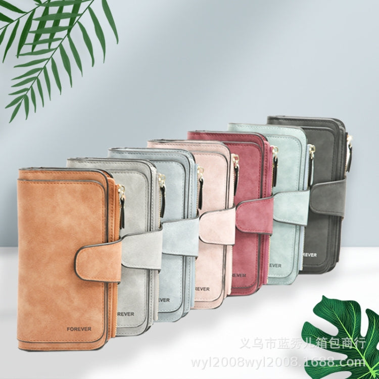 Ladies PU Leather Wallet B821 Frosted Coin Purse Large Capacity Card Holder Green