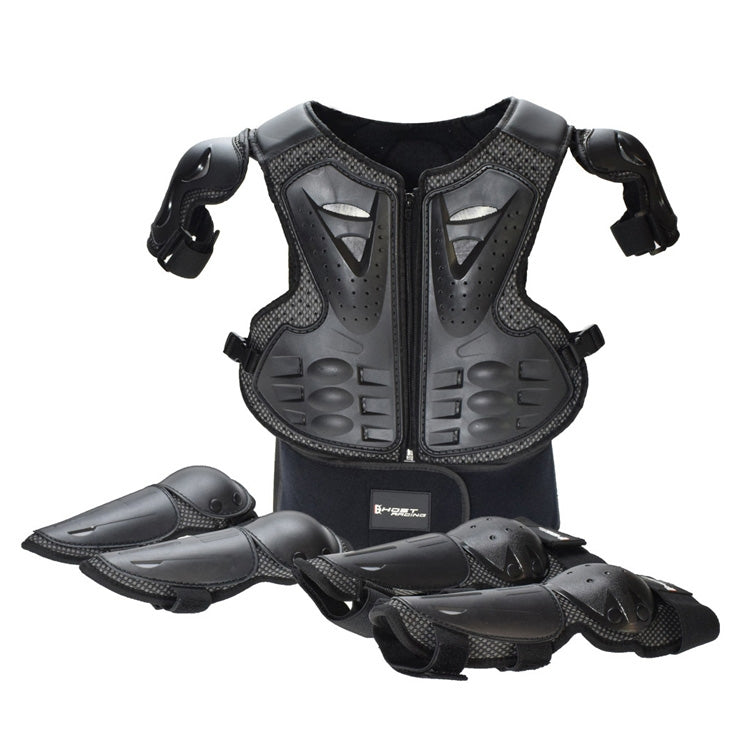 GHOST RACING Motorcycle Protective Gear Children Safety Riding Sport Vest + Knee Pads + Elbow Pads Protective Suit
