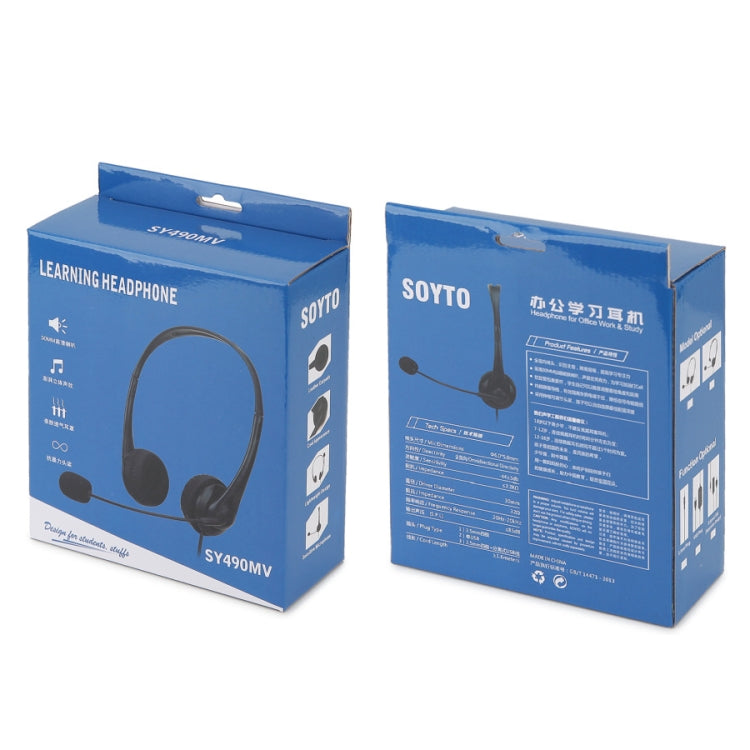 SOYTO SY490 Teaching Office Netzwerk-Klasse Studentenausbildung Computer-Headset, Stil:, Doppeltes Ohr Schwarz Trennung USB