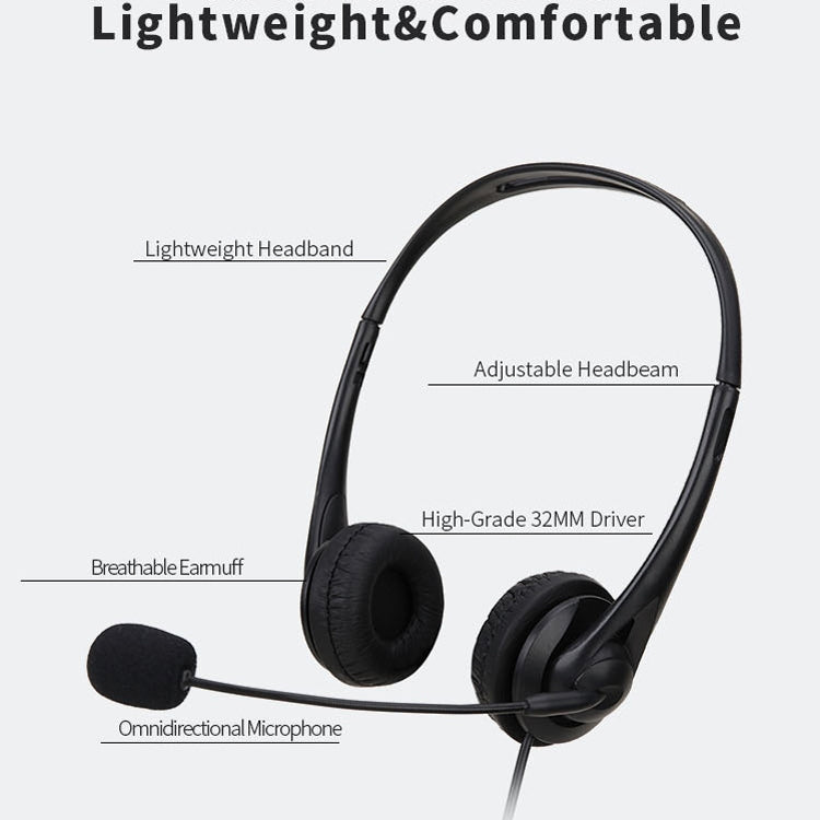SOYTO SY490 Teaching Office Netzwerk-Klasse Studentenausbildung Computer-Headset, Stil:, Doppeltes Ohr Schwarz Trennung USB